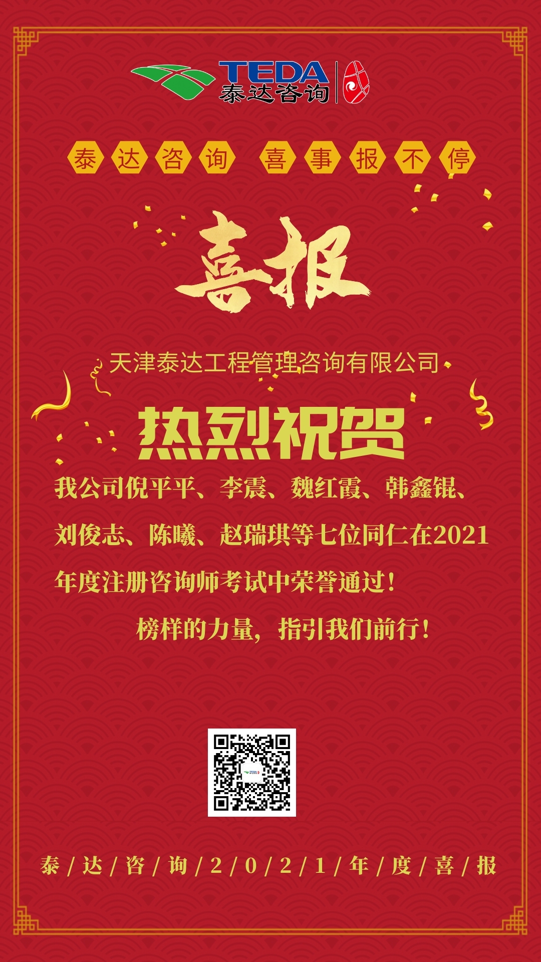 喜報(bào)！熱烈祝賀我司7位同仁通過(guò)咨詢工程師考試！